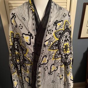 Charming Charlie Scarf Wrap black gray yellow